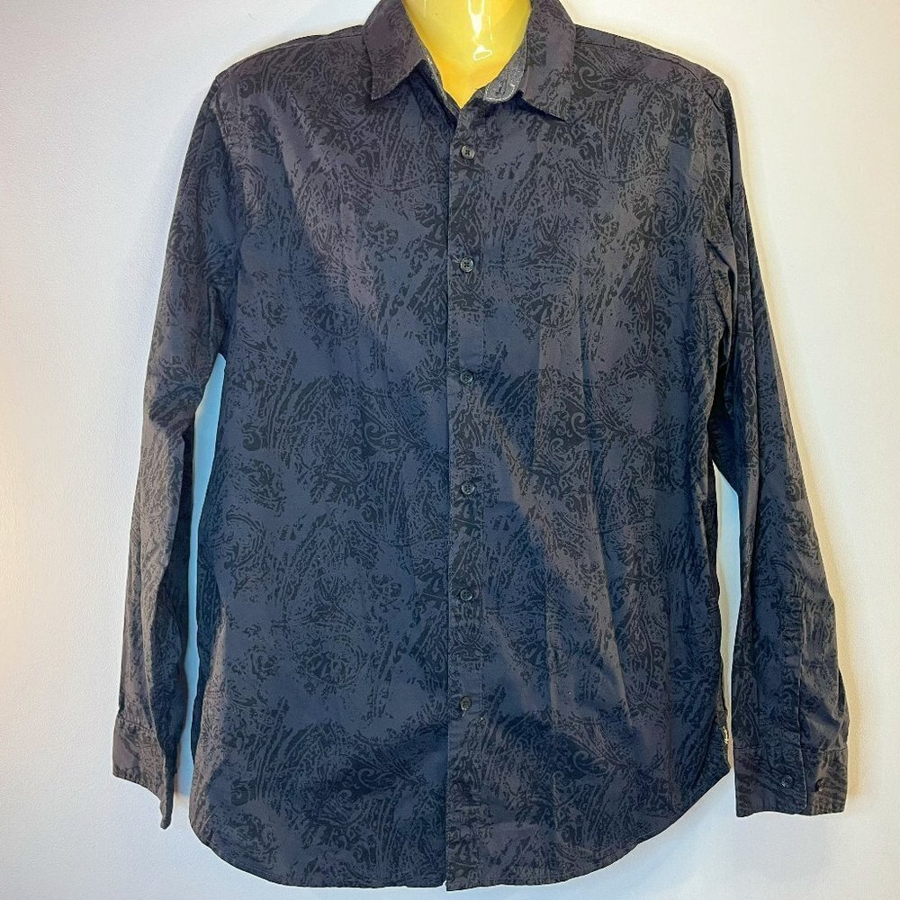 Howe Men's Grey/Black Print Buttoned Shirt - Size Large